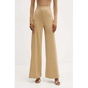 Luisa Spagnoli pantaloni ZAVORRA femei, culoarea auriu, lat, high waist, 58447