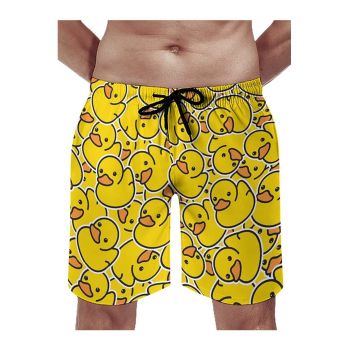 Pantaloni scurti de baie tip sort - barbati - imprimeu ratusca jucausa crazy duck - uscare rapida - EFAYN