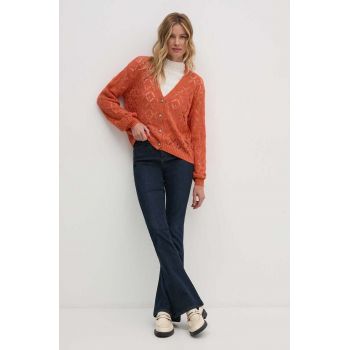 Pepe Jeans pulover HAILEY CARDIGAN femei, culoarea portocaliu, light, PL702218