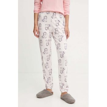 United Colors of Benetton pantaloni de pijama x GARFIELD femei, culoarea roz, 3RDY3F03L