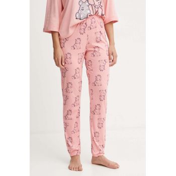 United Colors of Benetton pantaloni de pijama x GARFIELD femei, culoarea roz, 3RDY3F03L