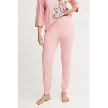 United Colors of Benetton pantaloni pijama bumbac culoarea roz, bumbac, 30963F03K