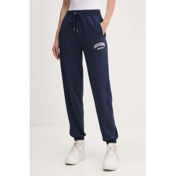 Abercrombie & Fitch pantaloni de trening culoarea albastru marin, cu imprimeu, KI147-4360