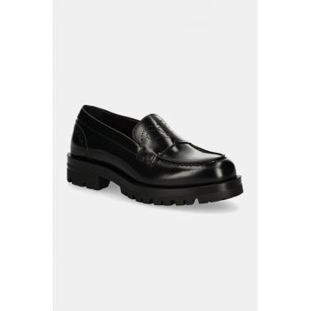 BOSS mocasini de piele Helen femei, culoarea negru, cu platforma, 50529799