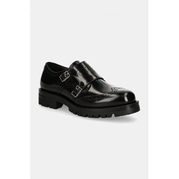 BOSS pantofi de piele Helen femei, culoarea negru, cu toc plat, 50529804