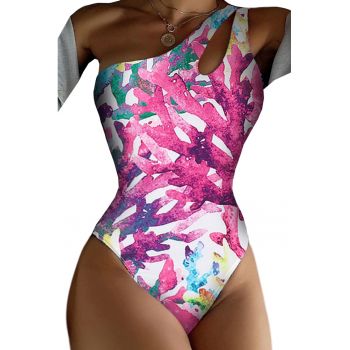 Costum de baie dama - o piesa - model happy summer wild splash - prindere fixa pe un umar - EFAYN