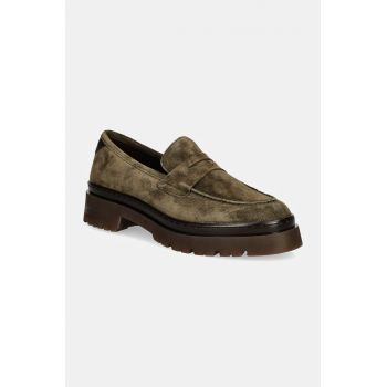 Gant mocasini din piele intoarsa Aligrey femei, culoarea verde, cu platforma, 29573766 G710