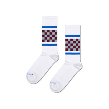 Happy Socks sosete Checked Stripe Sneaker Sock culoarea alb, P001876