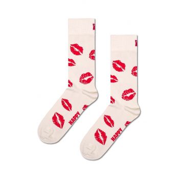 Happy Socks sosete Kisses Sock culoarea alb, P001527