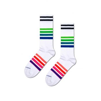 Happy Socks sosete Street Stripe Sneaker Sock culoarea alb, P000708