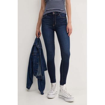 Hollister Co. jeansi femei, culoarea albastru marin, KI355-4256