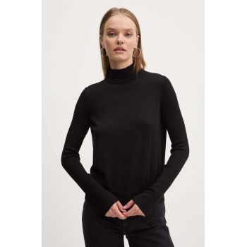 HUGO pulover de lana femei, culoarea negru, light, cu turtleneck, 50500811