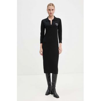 Iceberg rochie din lana culoarea negru, midi, drept, AH02 9000