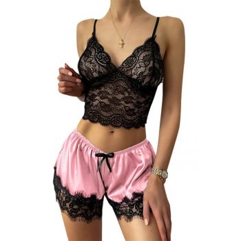 Pijama sexy dama - set 2 piese - top bretele reglabile si pantaloni scurti - model mystic love - EFAYN