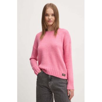 Superdry pulover din amestec de lana femei, culoarea roz, W6110567A-22R