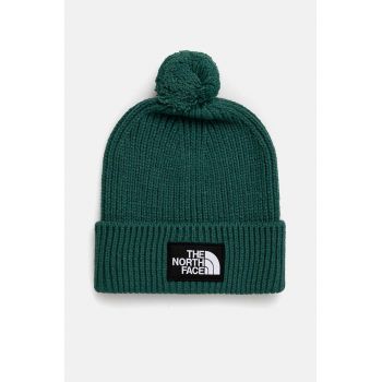 The North Face caciula TNF Logo Box Pom Beanie culoarea verde, NF0A3FN3NL11