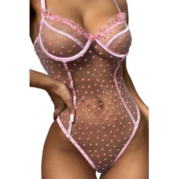 Lenjerie sexy dama - body transparent - model cu inimioare delicate - EFAYN