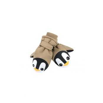 Manusi pentru copii - model cu un singur deget - manseta elastica si prindere reglabila - waterproof - imprimeu haios cu pinguin vesel - tematica let’s play outside - EFAYN