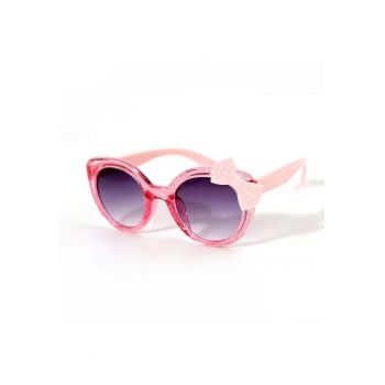 Ochelari de soare pentru fetite - model cu rama semitransparenta accesorizata cu fundita chic - tematica glitter summer - EFAYN