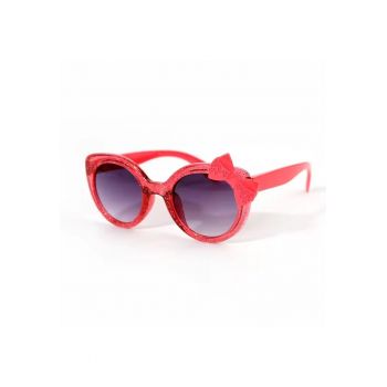 Ochelari de soare pentru fetite - model cu rama semitransparenta accesorizata cu fundita chic - tematica glitter summer - EFAYN