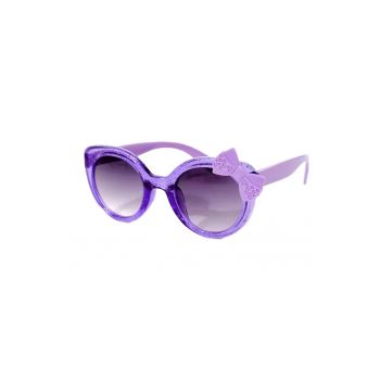 Ochelari de soare pentru fetite - model cu rama semitransparenta accesorizata cu fundita chic - tematica glitter summer - EFAYN