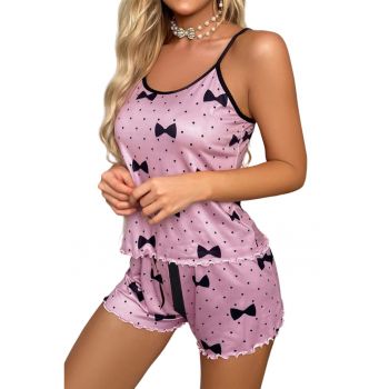 Pijama sexy dama - set 2 piese - top si pantaloni scurti - model cu fundite atragatoare - EFAYN