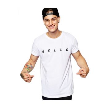 Tricou alb barbati - HELLO