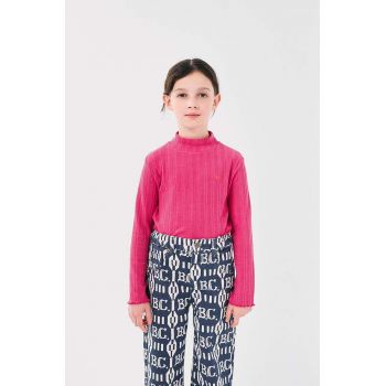 Bobo Choses longsleeve copii culoarea roz, cu turtleneck, 224AC028