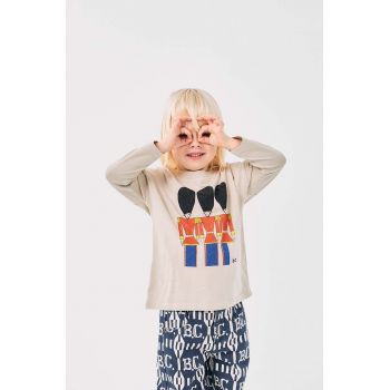 Bobo Choses longsleeve din bumbac pentru copii Little Tin Soldier culoarea bej, cu imprimeu, 224AC020