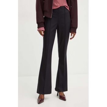 BOSS pantaloni femei, culoarea negru, evazati, high waist, 50518429