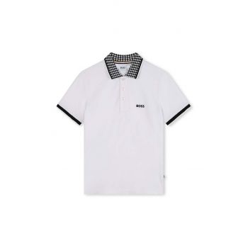 BOSS tricou polo copii culoarea alb, J51177