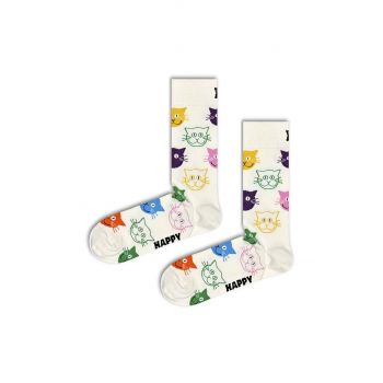 Happy Socks sosete 1-Pack Cat Gift Set culoarea alb, SXMJA01-0100