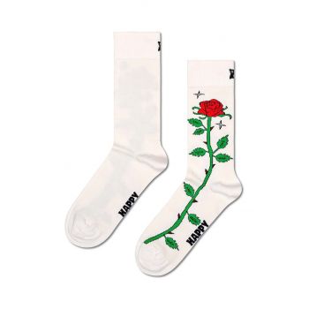 Happy Socks sosete Rose Sock culoarea alb, P001343