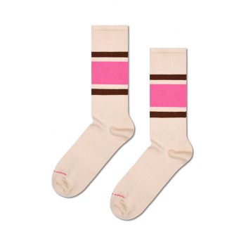 Happy Socks sosete Simple Stripe Sneaker Sock culoarea bej, P001608