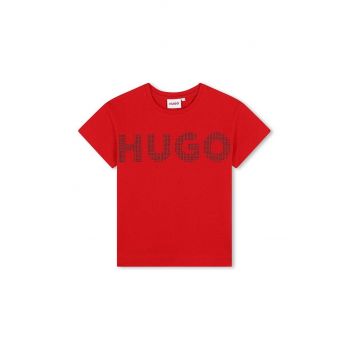 HUGO tricou de bumbac pentru copii culoarea rosu, G00204