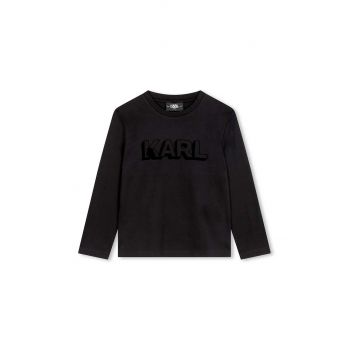 Karl Lagerfeld longsleeve din bumbac pentru copii culoarea negru, cu imprimeu, Z30357