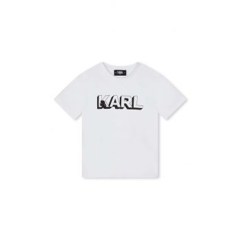 Karl Lagerfeld tricou de bumbac pentru copii culoarea alb, cu imprimeu, Z30254