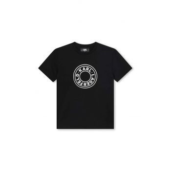 Karl Lagerfeld tricou de bumbac pentru copii culoarea negru, cu imprimeu, Z30235