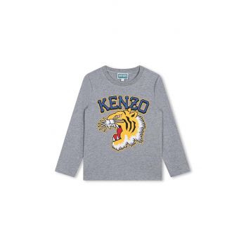 Kenzo Kids longsleeve din bumbac pentru copii culoarea gri, cu imprimeu, K60766