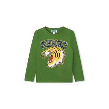 Kenzo Kids longsleeve din bumbac pentru copii culoarea verde, cu imprimeu, K60766