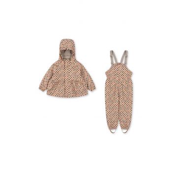 Konges Sløjd set rezistent la ploaie pentru copii RAINY PALME SET GIRL culoarea portocaliu, KS101287