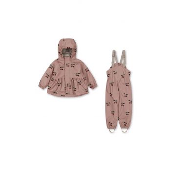 Konges Sløjd set rezistent la ploaie pentru copii RAINY PALME SET GIRL culoarea portocaliu, KS101287