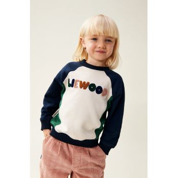 Liewood hanorac de bumbac pentru copii Aude Placement Sweatshirt culoarea albastru marin, cu imprimeu