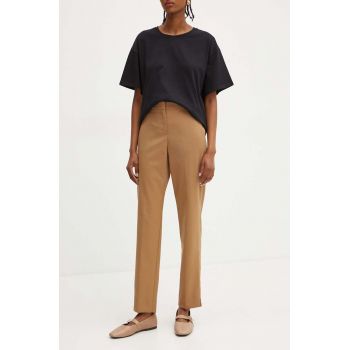 MAX&Co. pantaloni din lana culoarea maro, fason tigareta, medium waist, 2426136103200