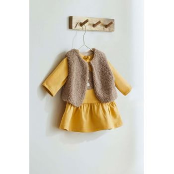 Mayoral Newborn rochie din bumbac pentru bebeluși culoarea galben, mini, evazati, 2807