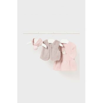 Mayoral Newborn rochie din bumbac pentru bebeluși culoarea roz, mini, evazati, 2807