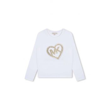 Michael Kors longsleeve din bumbac pentru copii culoarea alb, R30144