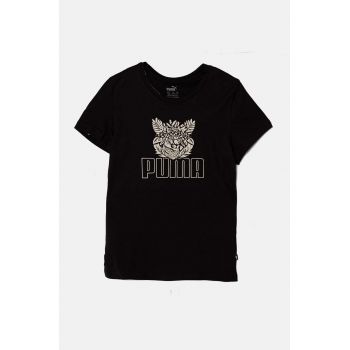 Puma tricou de bumbac pentru copii ESS+ TROPICAT Tee culoarea negru, cu imprimeu, 681822