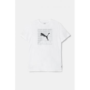 Puma tricou de bumbac pentru copii PHICS Tee 1 culoarea alb, cu imprimeu, 683404