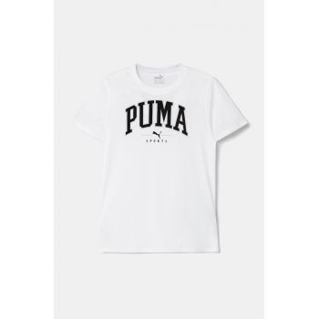 Puma tricou de bumbac pentru copii SQUAD Bigphic Tee culoarea alb, cu imprimeu, 682772